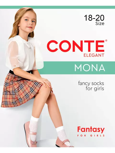 Тонкие детские носки в горошек на сетке mona bianco, , 20-22, CONTE ELEGANT, - 1