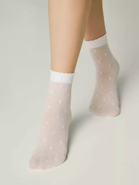 Тонкие детские носки в горошек на сетке mona bianco, 24С-176СП, 20-22, CONTE ELEGANT,  - 2