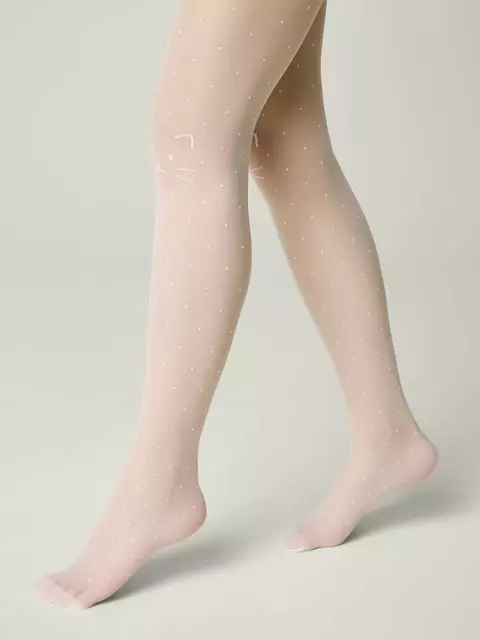 Детские колготки в точку с рисунком «кот» katie bianco, 24С-168СП, 116-122, CONTE ELEGANT,  - 3