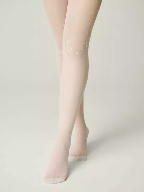 Детские колготки в точку с рисунком «кот» katie bianco, 24С-168СП, 116-122, CONTE ELEGANT,  - 2
