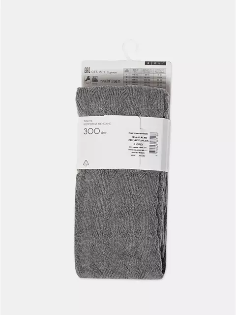Тёплые ажурные колготки conte ajour 300 grey, 24С-146СП, 2, CONTE ELEGANT,  - 5