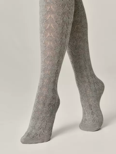Тёплые ажурные колготки conte ajour 300 grey, 24С-146СП, 2, CONTE ELEGANT,  - 4