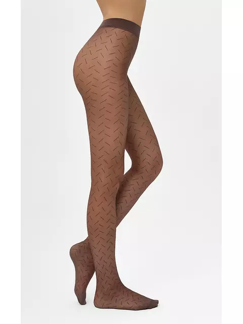 Колготки с диагональной полоской minimi slash 20 cappuccino, , 4, MINIMI, - 1