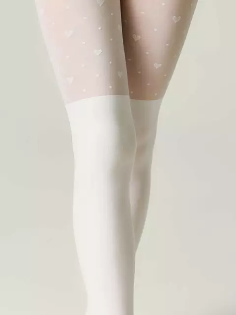 Колготки с имитацией гольфинов и сердечками sweet girl bianco, 24С-172СП, 116-122, CONTE ELEGANT,  - 3