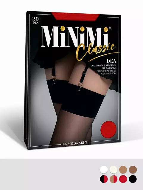 Чулки с каймой под пояс minimi dea 20 daino/rosso, calze DEA 20 (чулки под пояс), 2 (S/M), MINIMI,  - 2