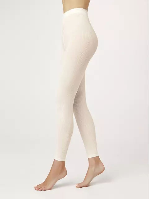 Плотные женские легинсы casual panna, , 4, CONTE ELEGANT, - 1