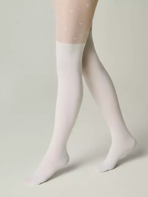 Детские колготки с сердечками и имитацией гольфинов sweet lady bianco, 24С-172/1СП, 158-164, CONTE ELEGANT,  - 3