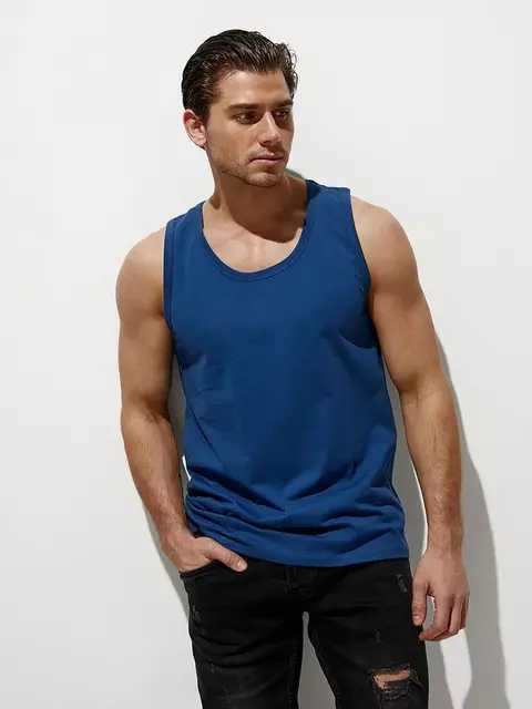 Майка мужская omsa cotton u1101 blu, , 54(3XL), OMSA, - 1