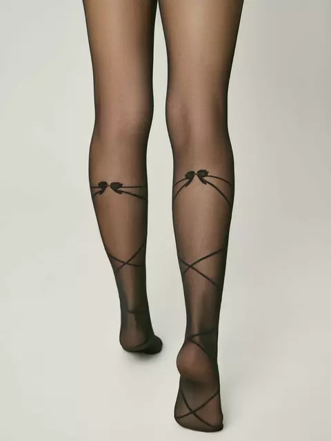 Колготки с имитацией шнуровки с бантиком merry nero, 24С-166СП, 140-146, CONTE ELEGANT,  - 3