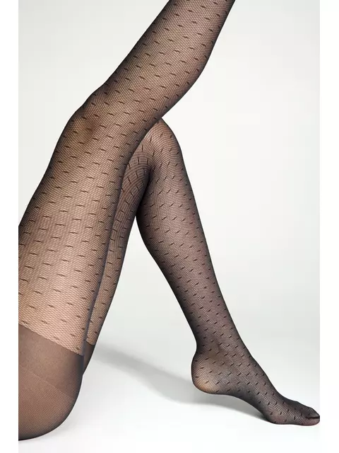 Колготки в мелкую сеточку с линиями blues nero, 24С-184СП, 4, CONTE ELEGANT,  - 6