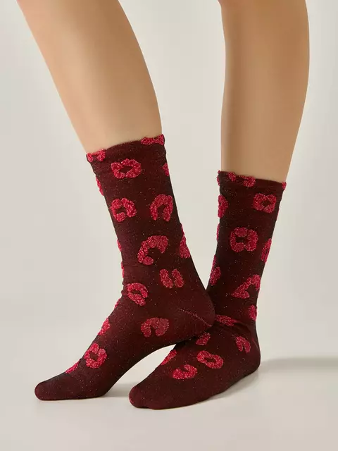 Носки из вискозы с люрексом conte classic 688 красный, , 36-38 (23-25), CONTE ELEGANT, - 1