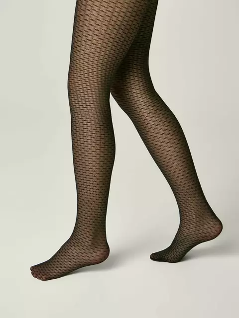 Колготки детские с ажурным геометрическим рисунком julia nero, 24С-167СП, 146-152, CONTE ELEGANT,  - 3