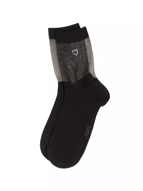 Носки из прозрачной сетки и стразами classic 684 черный, 24С-178СП, 36-38 (23-25), CONTE ELEGANT,  - 3