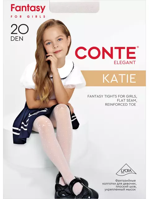 Колготки в точку с рисунком «кот» katie nero, 24С-168СП, 104-110, CONTE ELEGANT,  - 2