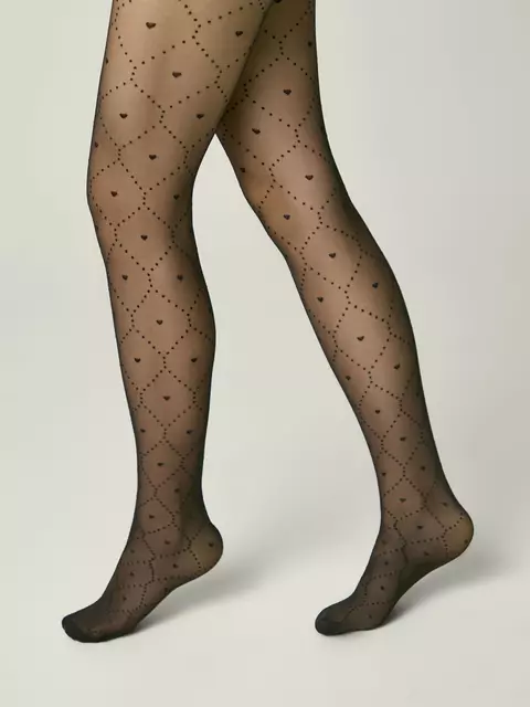 Детские колготки с сердечками angelica nero, 24С-165СП, 140-146, CONTE ELEGANT,  - 4