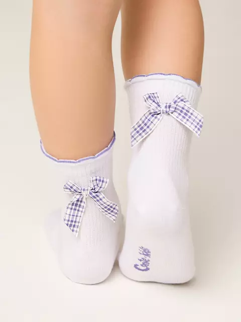 Носки детские (декор, бантики) tip-top 065 белый-сиреневый, , 16, CONTE-KIDS, - 1