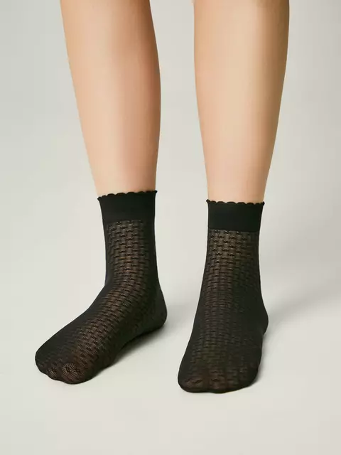 Тонкие носки с геометрическим рисунком julia nero, , 22-24, CONTE ELEGANT, - 1