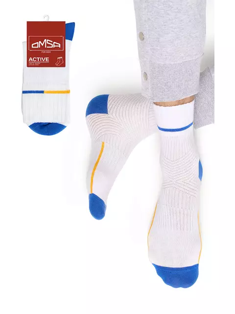Мужские высокие носки omsa active 108 bianco, , 45-47 (29-31), OMSA, - 1