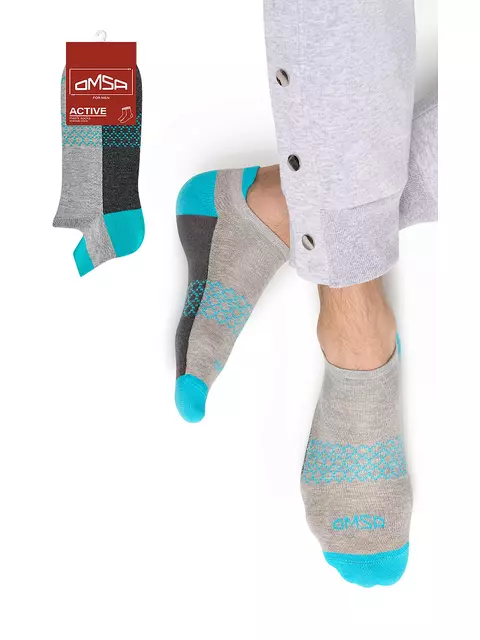 Укороченные мужские носки omsa active 107 grigio melange, , 42-44 (27-29), OMSA, - 1