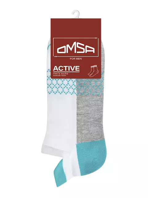 Укороченные мужские носки omsa active 107 bianco, , 36-38 (23-25), OMSA, - 4