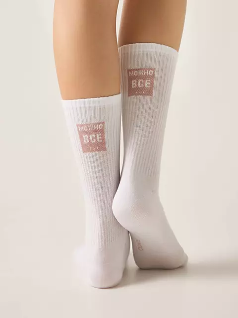 Удлинённые носки conte active 710 белый, , 36-38 (23-25), CONTE ELEGANT, - 1