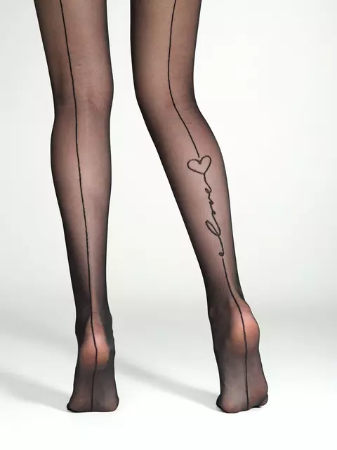 Колготки с имитацией шва и надписью «love» fantasy love you nero, 24С-182СП, 3, CONTE ELEGANT,  - 4