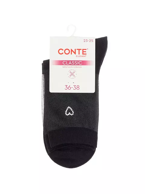 Носки из прозрачной сетки и стразами classic 684 черный, 24С-178СП, 36-38 (23-25), CONTE ELEGANT,  - 4