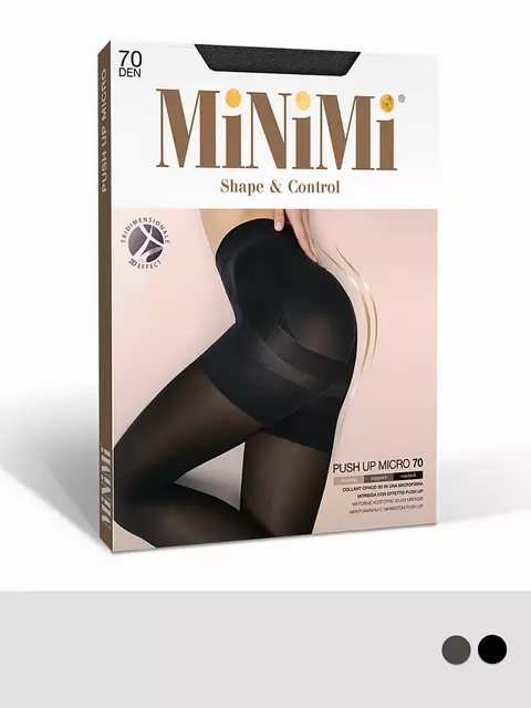 Моделирующие колготки из микрофибры minimi push up micro 3d 70/140 nero, , 2, MINIMI, - 1