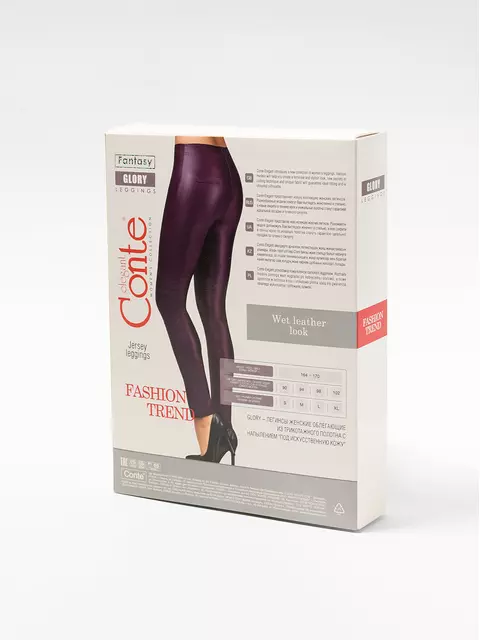 Эффектные леггинсы "под кожу" glory bordo, 17С-313ТСП, 170-84-92/XS, CONTE ELEGANT,  - 2
