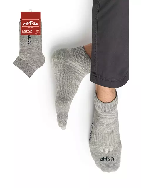 Короткие мужские носки omsa active 111 grigio melange, , 36-38 (23-25), OMSA, - 1