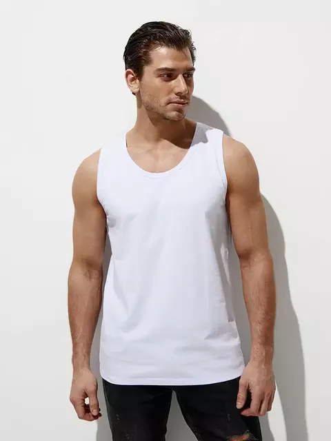 Майка мужская omsa cotton u1101 bianco, , 48 (L), OMSA, - 1