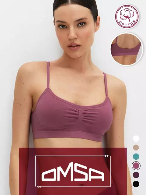 Кроп-топ на тонких бретелях omsa cotton 1111s sherbet, , 44 (S), OMSA, - 1