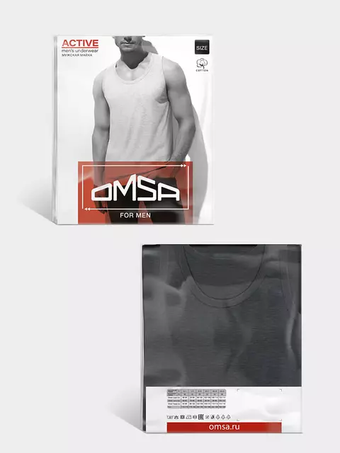 Майка мужская omsa melange u1102 grigio chiaro melange, , 48 (L), OMSA, - 4