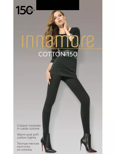 Колготки innamore cotton 150 nero, , 3, INNAMORE, - 1