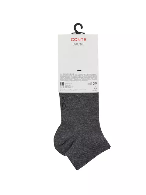 Мужские укороченные носки с кашемиром и вискозой conte 000 темно-серый, 25С-83СП, 44-45 (29), CONTE,  - 5