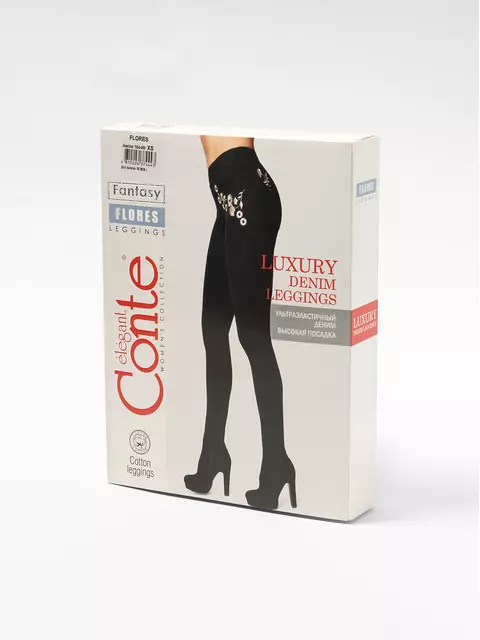 Ультраэластичные джеггинсы с металлической вышивкой flores nero, , 164-98/M, CONTE ELEGANT, - 1