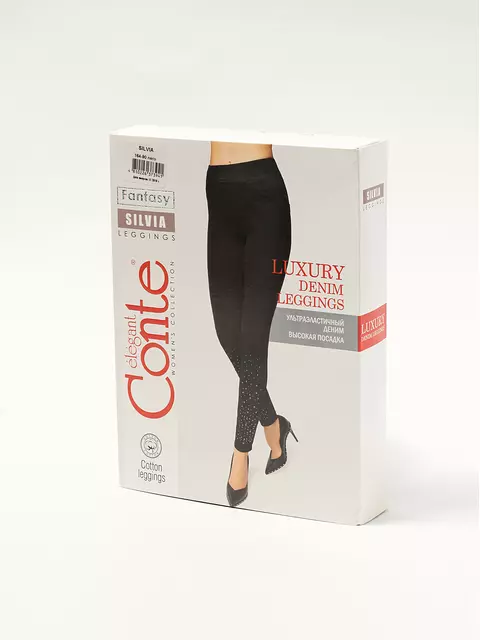 Ультрамодные джеггинсы с россыпью из стразов silvia nero, , 170-94/S, CONTE ELEGANT, - 1