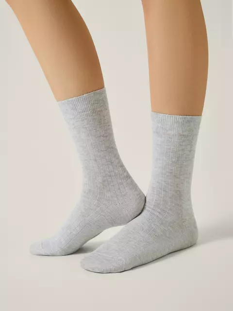 Удлинённые женские носки conte classic 784 светло-серый, , 36-38 (23-25), CONTE ELEGANT, - 1