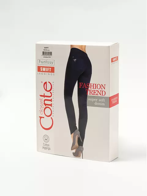 Ультрамягкие джеггинсы с высокой посадкой swift new темно-синий, , 164-90/XS, CONTE ELEGANT, - 1