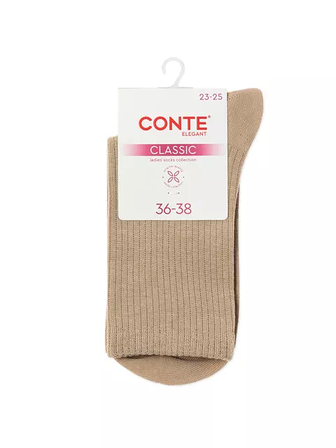Удлинённые женские носки conte classic 751 бежевый, 25С-32СП, 36-38 (23-25), CONTE ELEGANT,  - 4