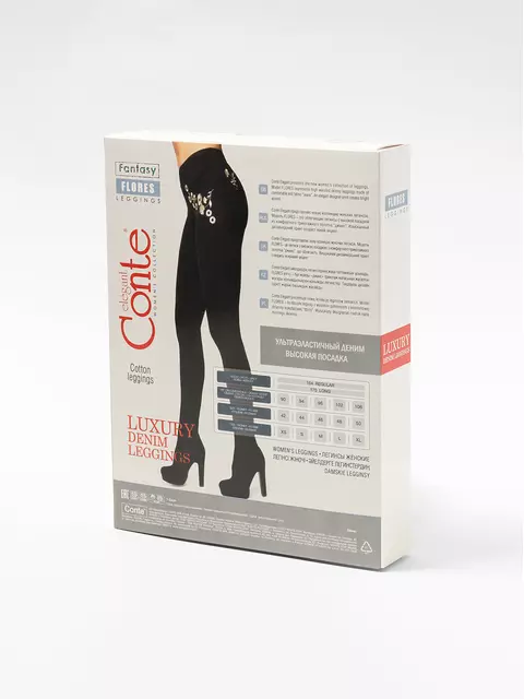 Ультраэластичные джеггинсы с металлической вышивкой flores nero, 18С-556ТСП, 164-90/XS, CONTE ELEGANT,  - 2