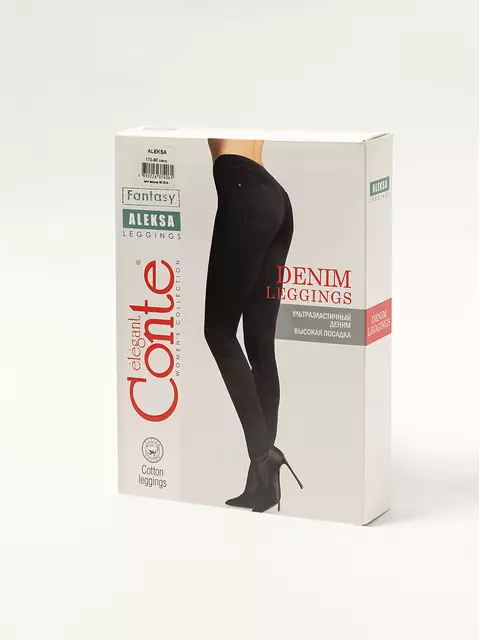 Леггинсы женские conte с высокой посадкой из ультраэластичного денима aleksa nero, , 164-90/XS, CONTE ELEGANT, - 1