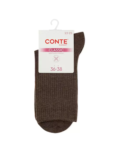 Удлинённые женские носки conte classic 751 шоколадный, 25С-32СП, 36-38 (23-25), CONTE ELEGANT,  - 4
