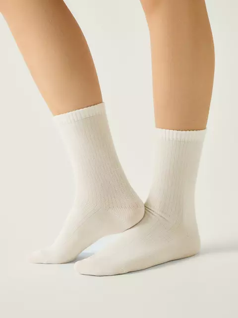 Удлинённые женские носки conte classic 751 молочный, , 36-38 (23-25), CONTE ELEGANT, - 1