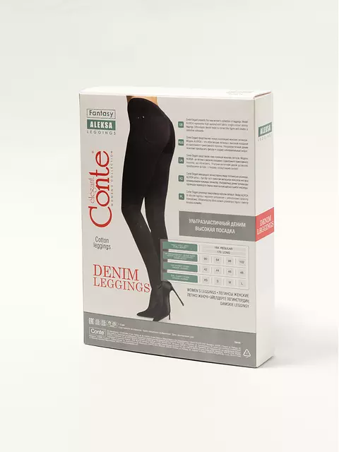 Леггинсы женские conte с высокой посадкой из ультраэластичного денима aleksa nero, 18С-557ТСП, 170-90/XS, CONTE ELEGANT,  - 2
