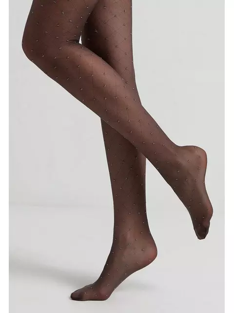 Колготки с рисунком «ромбы» и горошком из люрекса lusso grafit, 20С-92СП, 4, CONTE ELEGANT,  - 5