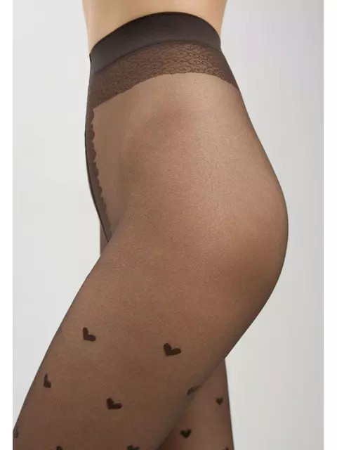 Фантазийные колготки с рисунком "сердечки" bonheur grafit, 19С-109СП, 4, CONTE ELEGANT,  - 3