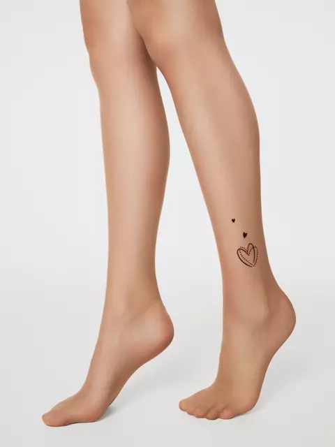 Колготки с имитацией тату «сердечки» fantasy compliment bronz, 25С-93СП, 5, CONTE ELEGANT,  - 3