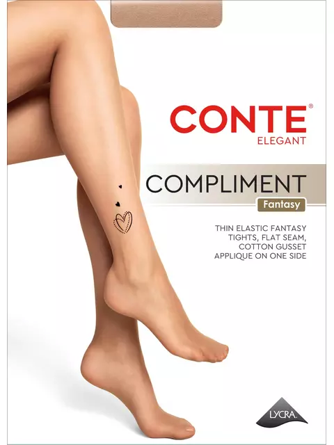 Колготки с имитацией тату «сердечки» fantasy compliment bronz, 25С-93СП, 5, CONTE ELEGANT,  - 1