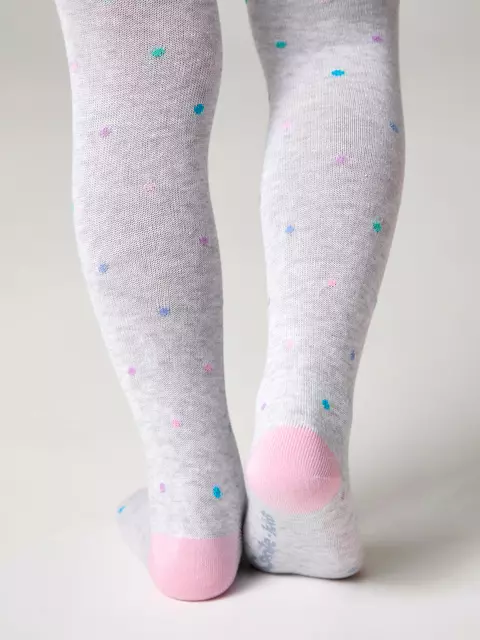 Колготки в цветной горошек tip-top 711 светло-серый, 4С-03СП, 92-98 (14), CONTE-KIDS,  - 3